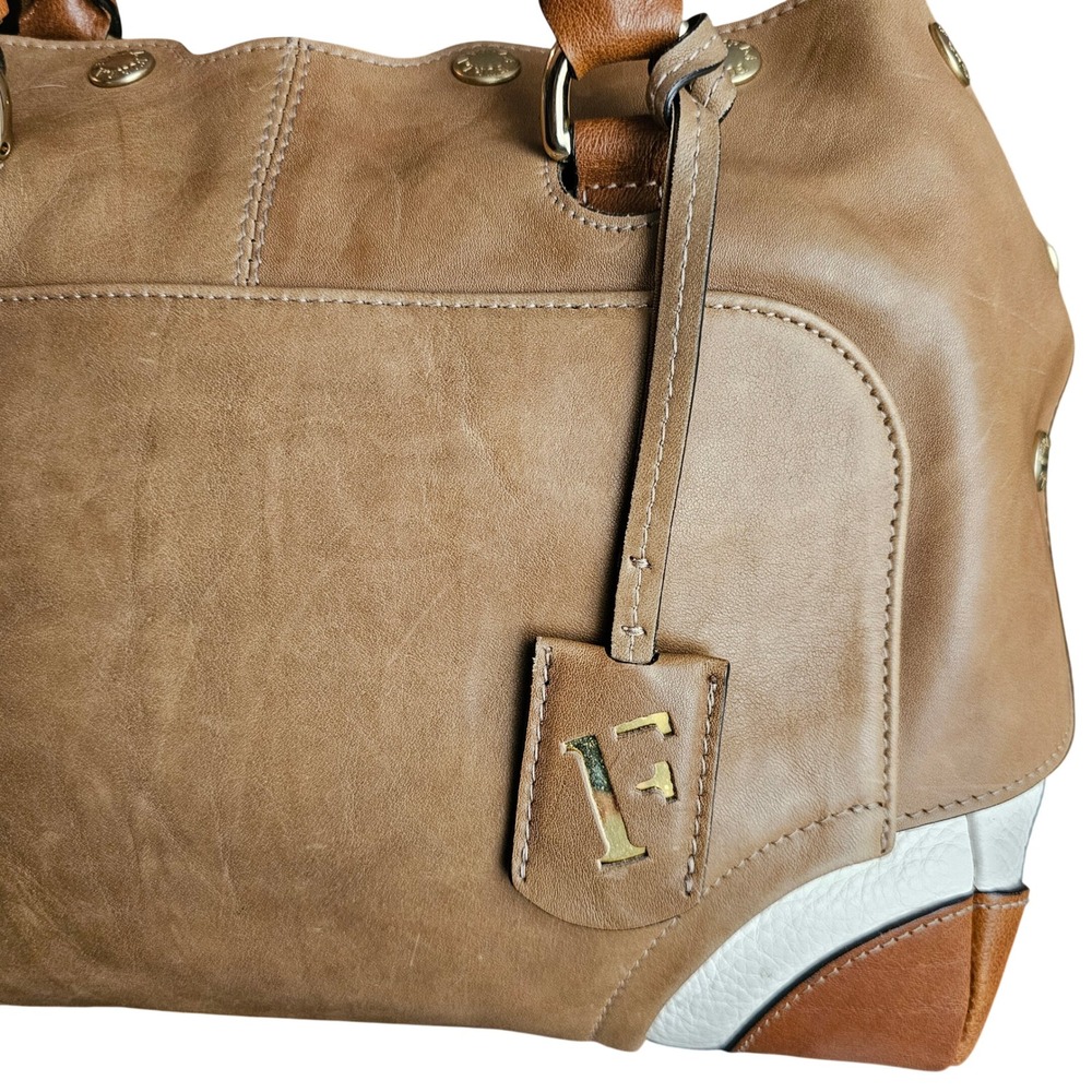 Furla Tri Color Leather Popper Colour Block Satchel - Picture 3 of 12
